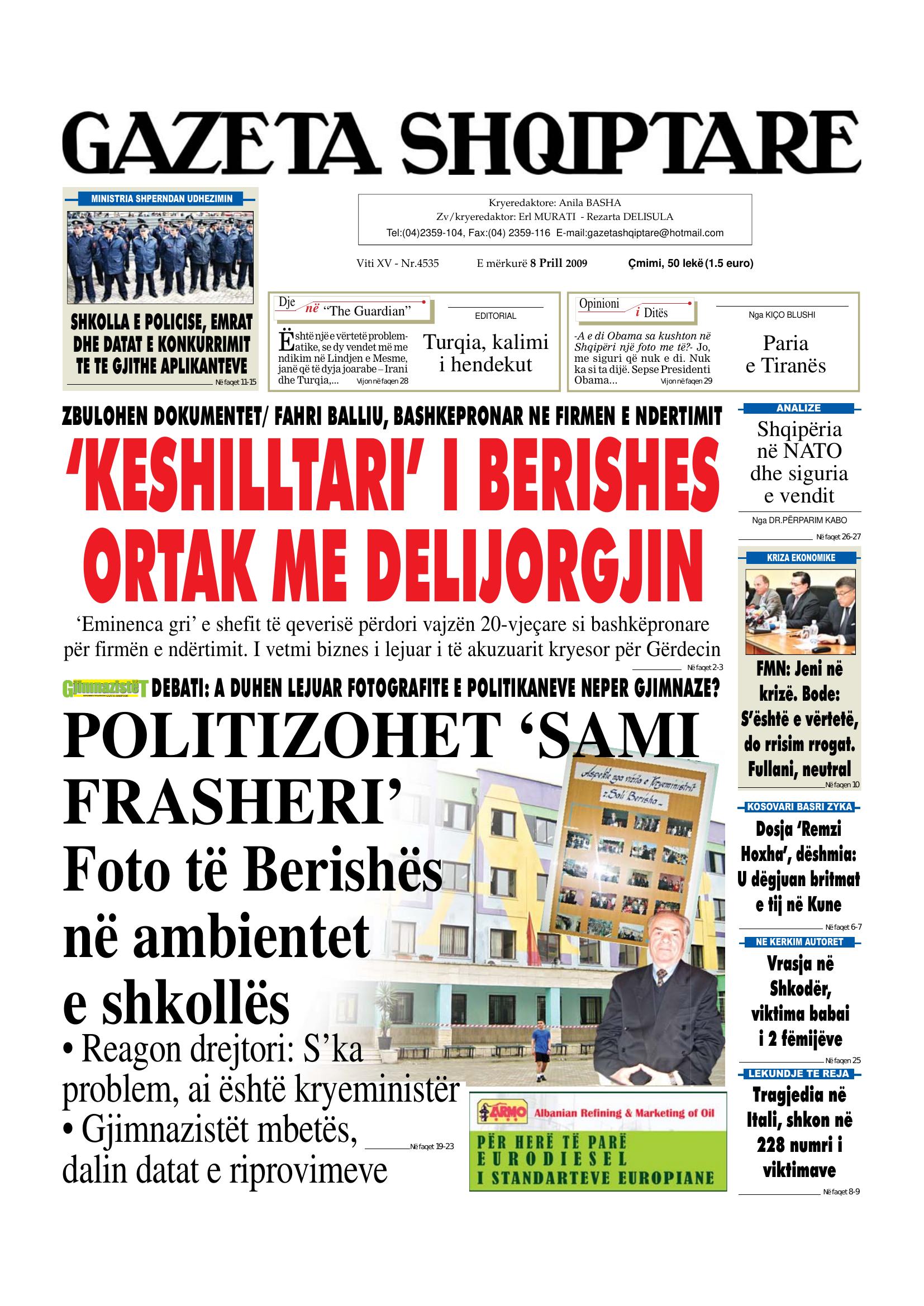 Gazeta Shqiptare 2009-04-08